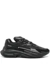 Balmain Black Run-row Leather Sneakers In Black