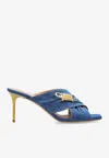 Balmain Square-headed High-heeled Sandals In Blue