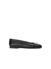 Balmain Safety Pin Ballet Flats In Gathered Lambskin In Black