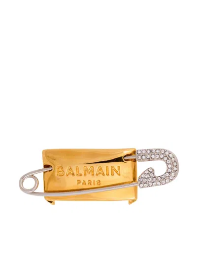 Balmain Safety Pin Brooch In Gold