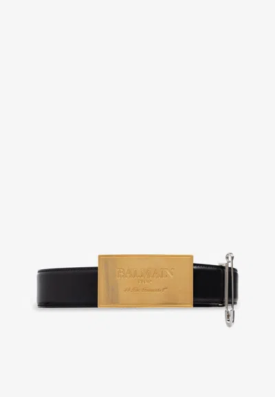 Balmain Safety Pin Leather Belt
