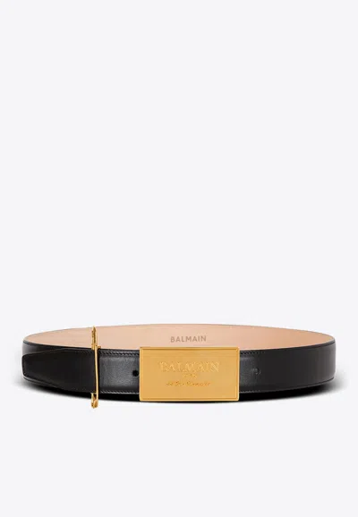 Balmain Safety Pin Leather Belt