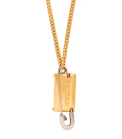 Balmain Safety Pin Necklace In Gold