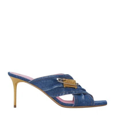 BALMAIN BALMAIN DENIM SAFETY PIN MULES