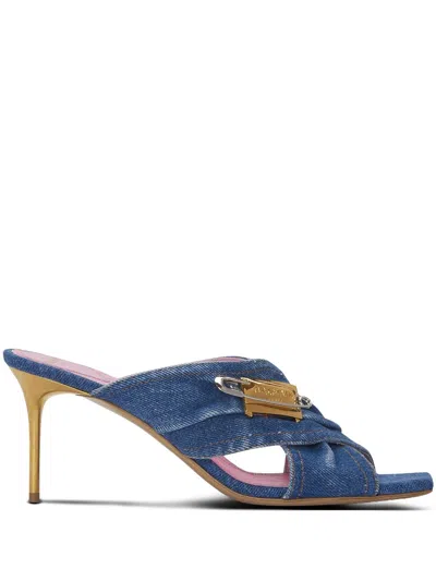 BALMAIN SAFTEY-PIN DENIM MULES
