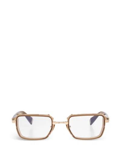 Balmain Saint Jean Rectangle-frame Glasses In Brown