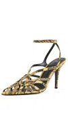 Balmain 95mm Cage Python-embossed Sandals In Yellow