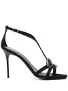 Balmain Black Leather Stiletto Heel Sandals In Black