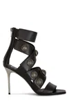 Balmain Stiletto Heel Sandals Button Detail In Eac