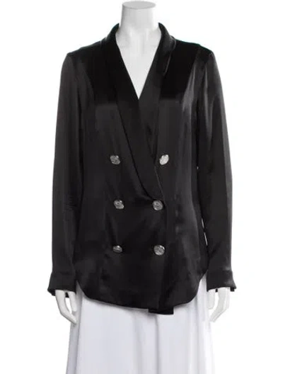 Pre-owned Balmain Satin Blazer In Black