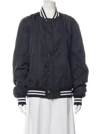 Pre-owned Balmain Satin Bomber Jacket In Blue