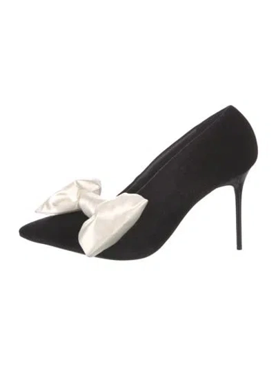 Pre-owned Balmain Satin Colorblock Pattern Pumps In Black