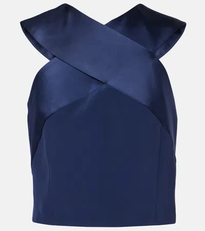 Balmain Satin Crêpe Top In Blue