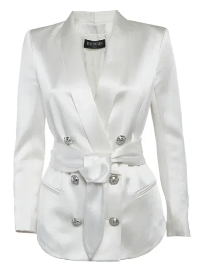 Pre-owned Balmain Satin Double-breasted Blazer