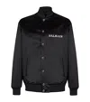 Balmain Satin Embellished Bomber Jacket In Silver