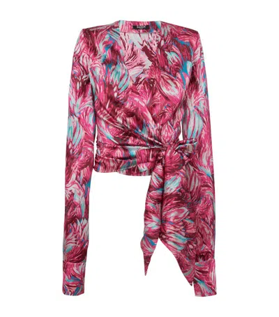 Balmain Feather-print Silk Blouse In Multi Print