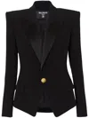 Balmain Satin-lapel Single-breasted Blazer In Black