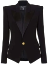 Balmain Cotton-blend Single-breasted Blazer In Black