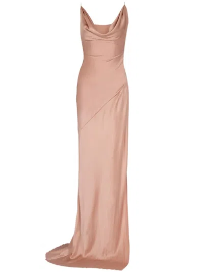 BALMAIN SATIN LONG DRESS