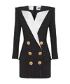 Balmain Two-tone Crepe Mini Blazer Dress In Black
