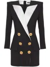 Balmain Two-tone Crepe Mini Blazer Dress In Black