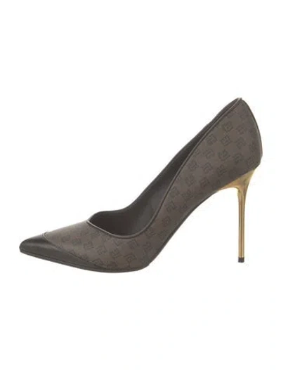 Pre-owned Balmain Satin Printed Pumps In Gray