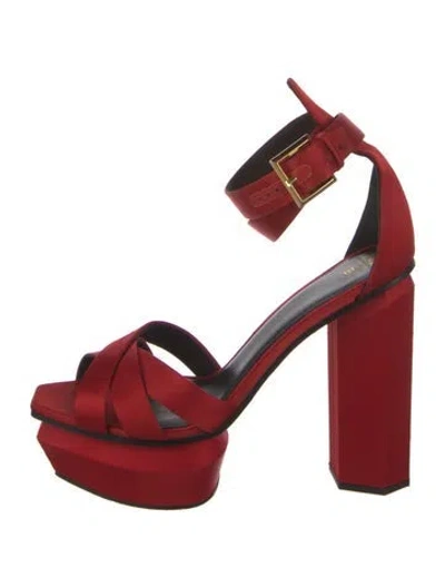 Pre-owned Balmain Satin Pumps In Red
