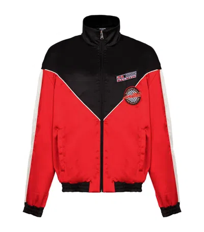 Balmain Satin Racing Jacket In Mak Red
