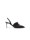 Balmain Satin Pierced Slingback Heeled Mules 75 In Black