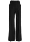 Balmain Satin-striped Wool Trousers In Black