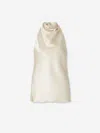 Balmain Silk Crepe Halterneck Top In Neutral