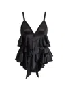 Balmain Satin Top With Thin Straps In Black