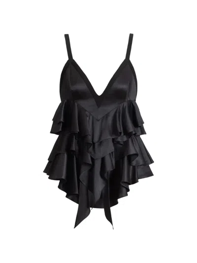 Balmain Satin Top With Thin Straps In Black
