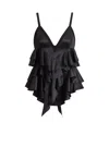 Balmain Satin Top With Thin Straps In Black