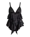 Balmain Satin Top With Thin Straps In Black