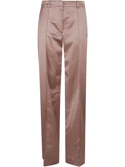 Balmain Tailored Satin Straight Pants In Pink