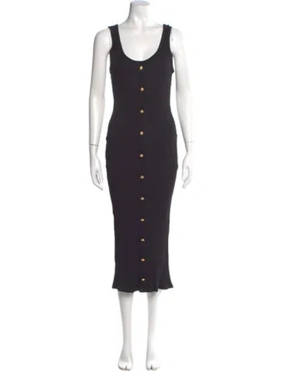 Pre-owned Balmain Scoop Neck Long Dress In Gray