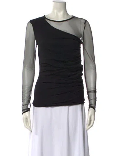 Pre-owned Balmain Scoop Neck Long Sleeve Top In Black