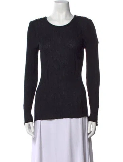 Pre-owned Balmain Scoop Neck Long Sleeve T-shirt In Black
