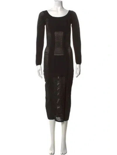 Pre-owned Balmain Scoop Neck Midi Length Dress In Black