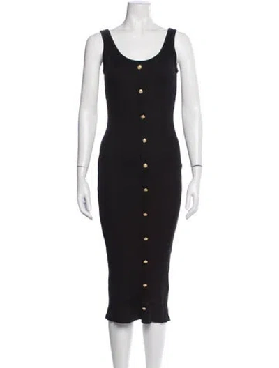 Pre-owned Balmain Scoop Neck Midi Length Dress In Brown