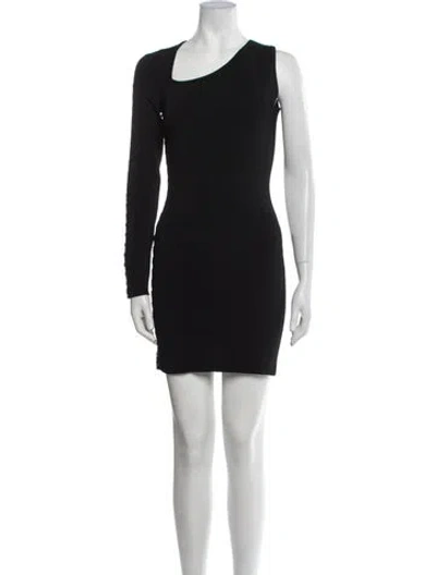 Pre-owned Balmain Scoop Neck Mini Dress In Black