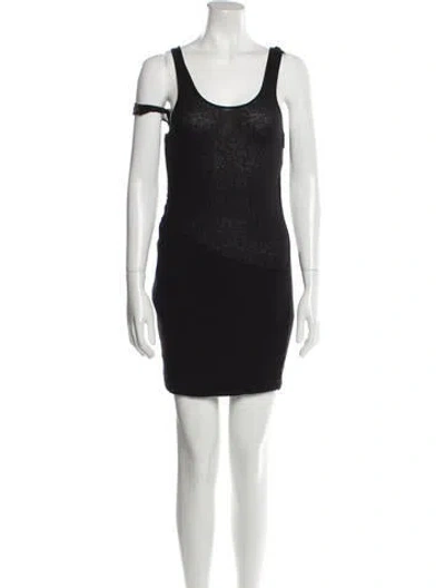 Pre-owned Balmain Scoop Neck Mini Dress In Black