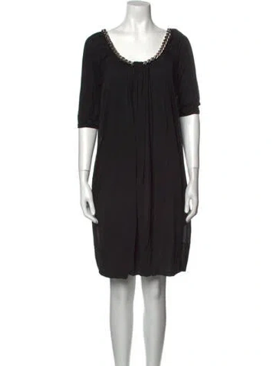 Pre-owned Balmain Scoop Neck Mini Dress In Black