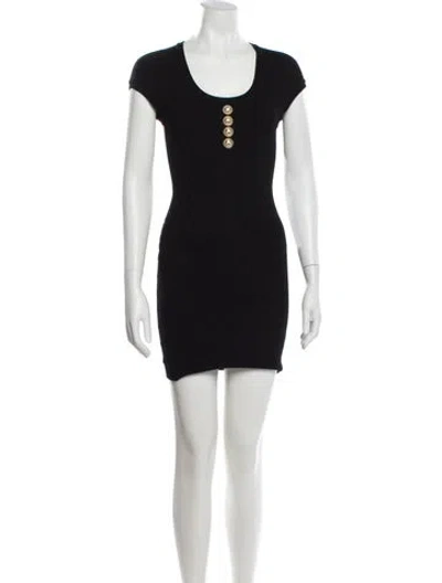 Pre-owned Balmain Scoop Neck Mini Dress In Black