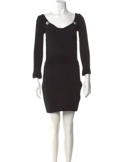 Pre-owned Balmain Scoop Neck Mini Dress In Black