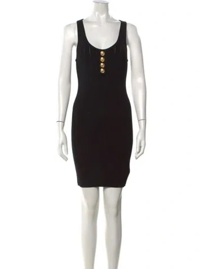 Pre-owned Balmain Scoop Neck Mini Dress In Black