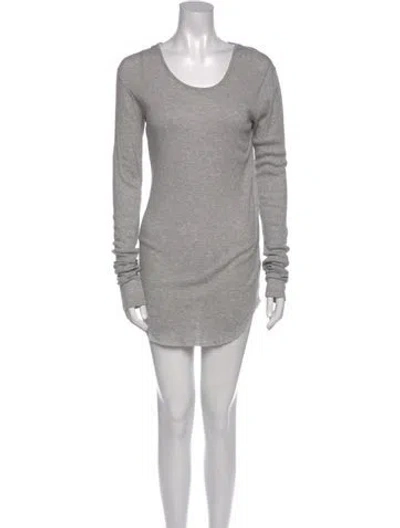 Pre-owned Balmain Scoop Neck Mini Dress In Gray