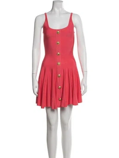 Pre-owned Balmain Scoop Neck Mini Dress In Red