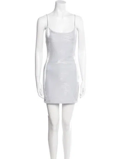 Pre-owned Balmain Scoop Neck Mini Dress In Silver
